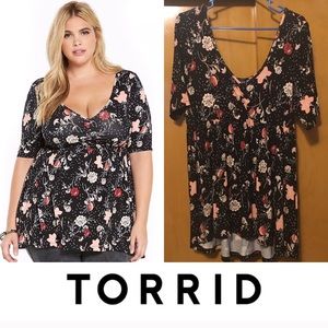 Torrid Floral Cinched Front Babydoll Top