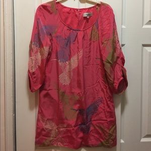 Tibi Hot Pink Silk Hummingbird Dress Size 4