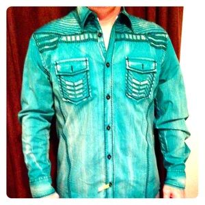 ROAR Men's turquoise dress shirt - Size M