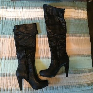 G by Guess above-the-knee black boots