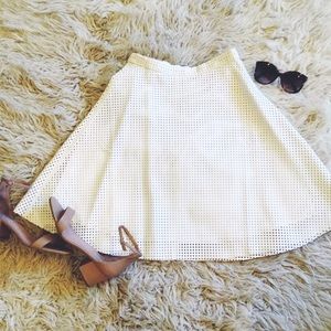 Vegan Leather White Perforated Skirt