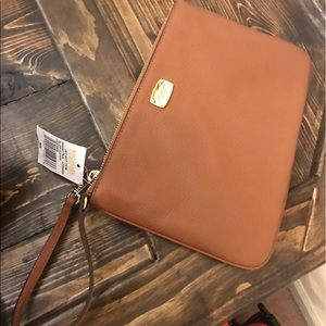 Michael Kors brown leather clutch