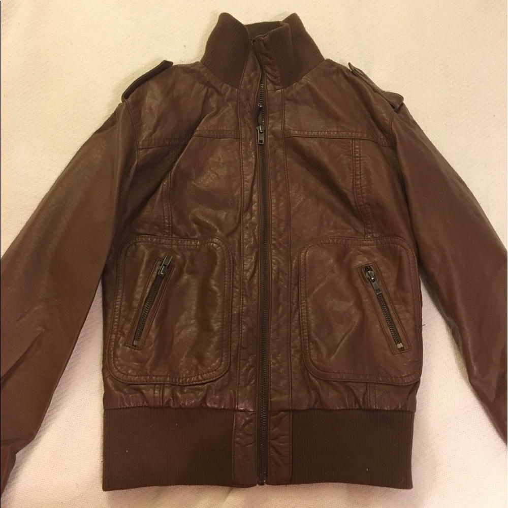 DONATING SOON! Brown faux leather jacket
