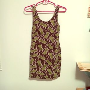 H&M Pineapple Print Body Con Dress