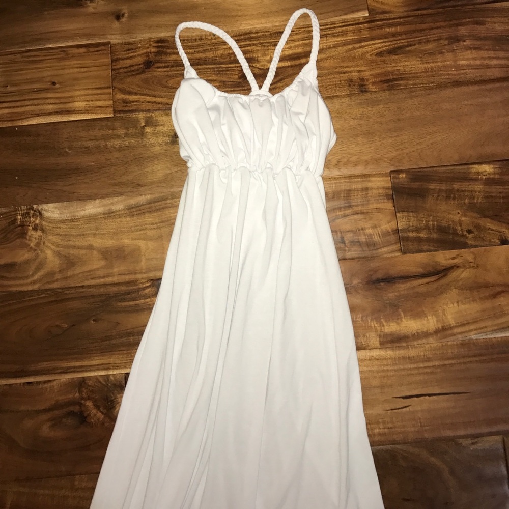 Long white maxi dress with rope straps