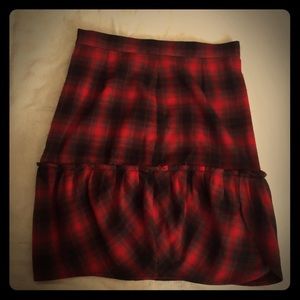 Black and red plaid skirt.
