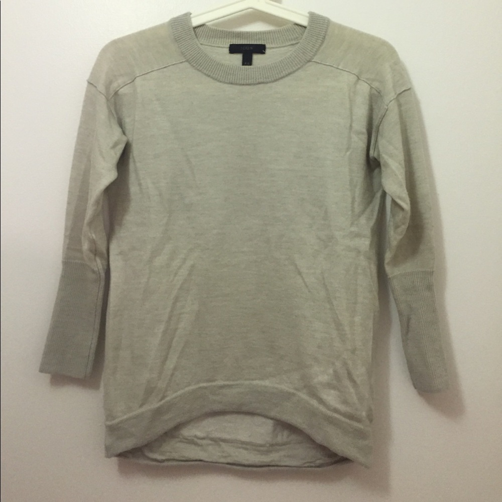 Jcrew 3/4 sleeve merino wool cotton blend sweater