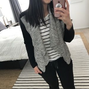 Tweed mixed media blazer jacket