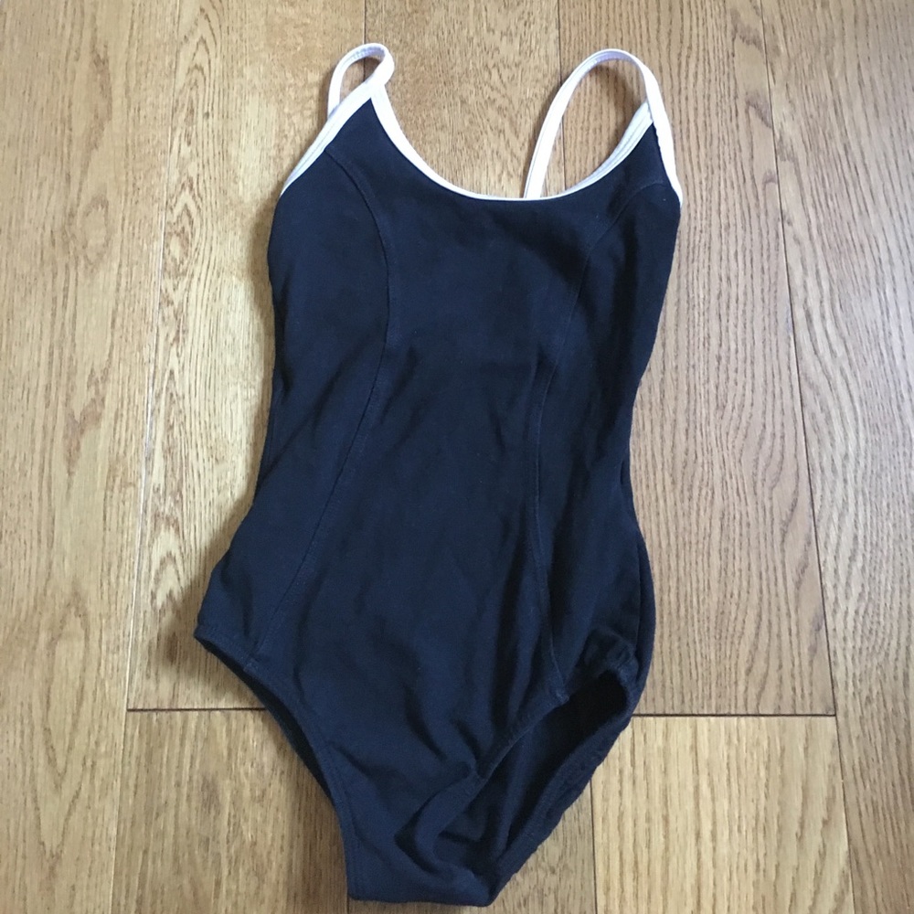 Petite black and white leotard
