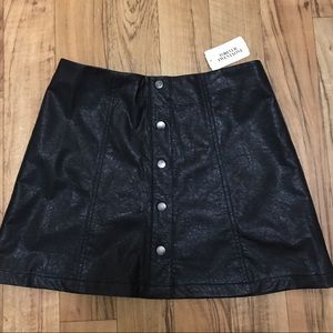 Faux Leather Button Up Skirt