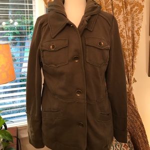 Distressed olive fatigue jacket!