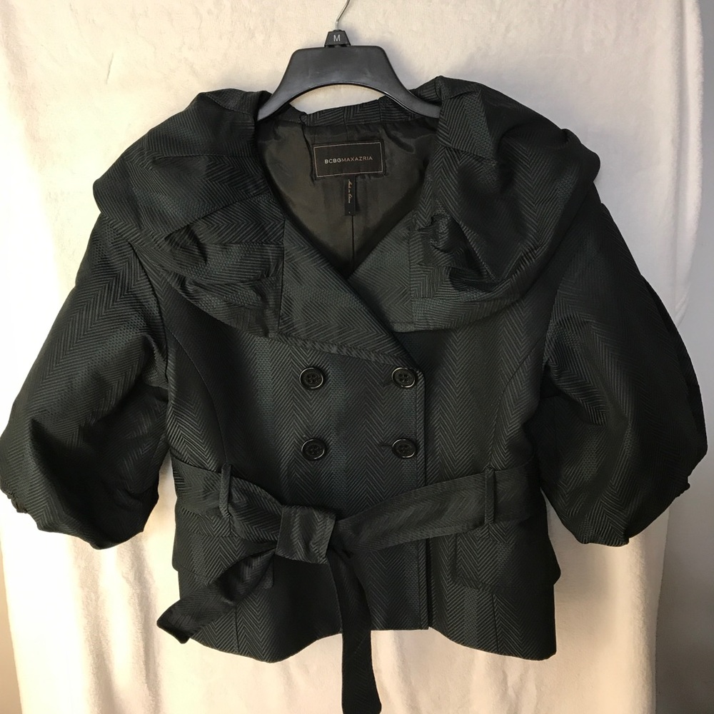 Gorgeous BCBG Max Azria Jacket in Black/Teal Print