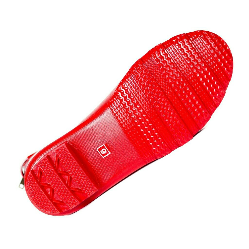 Women Tall Zippered Rain Boots, #1412, Red - Picture 4 of 4