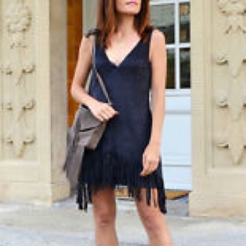 Zara suede fringe dress size M