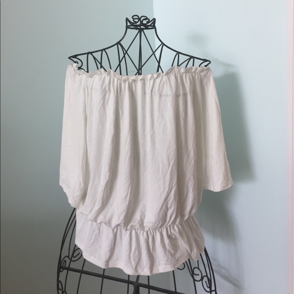 NWOT boohoo white peplum off the shoulder top