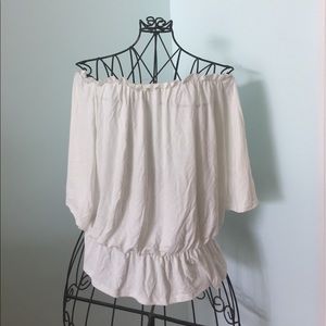 NWOT boohoo white peplum off the shoulder top