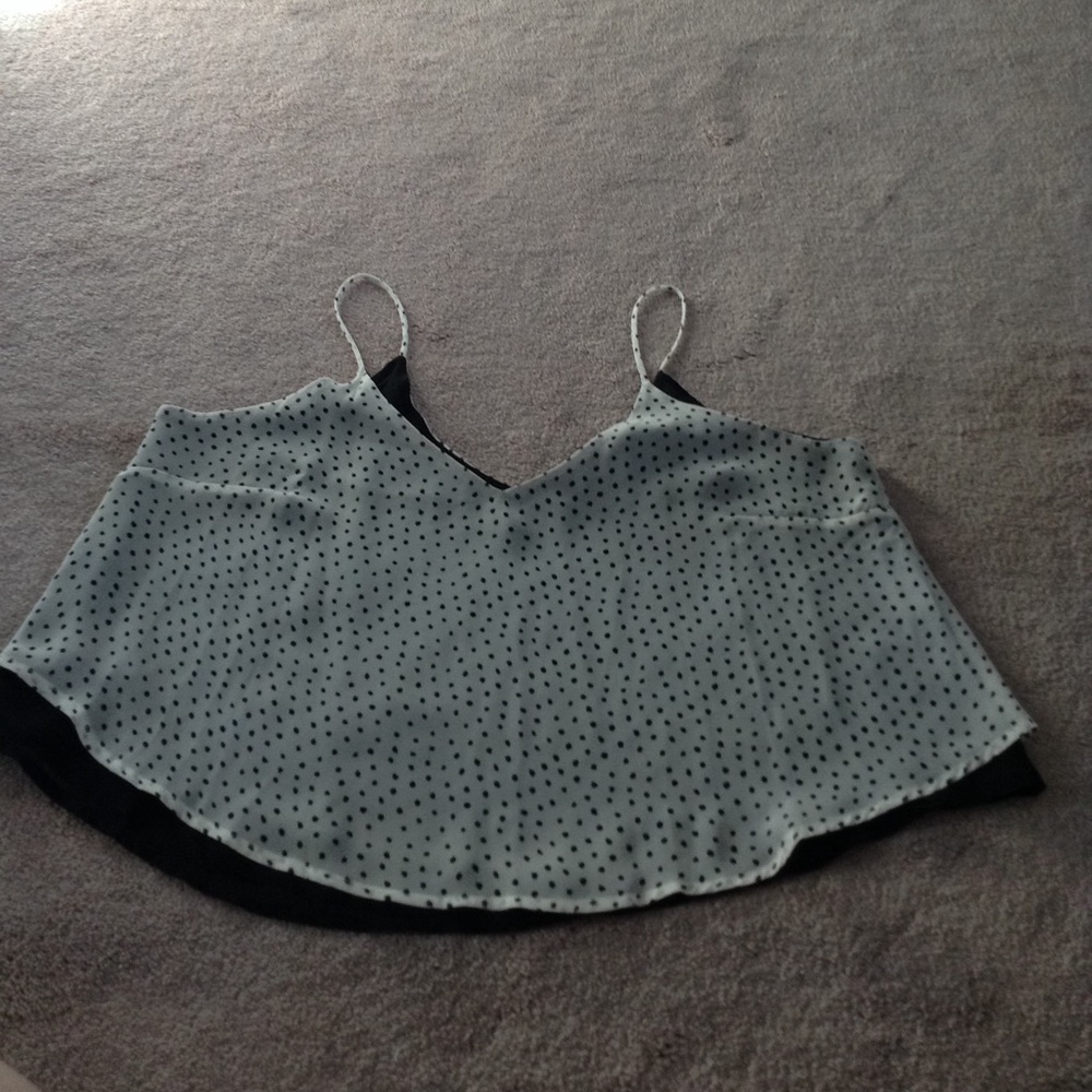 Lush polka dot cropped chiffon top large