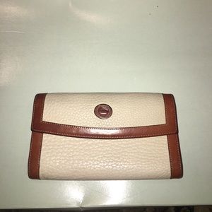 Tan/cream Dooney and Bourke checkbook wallet