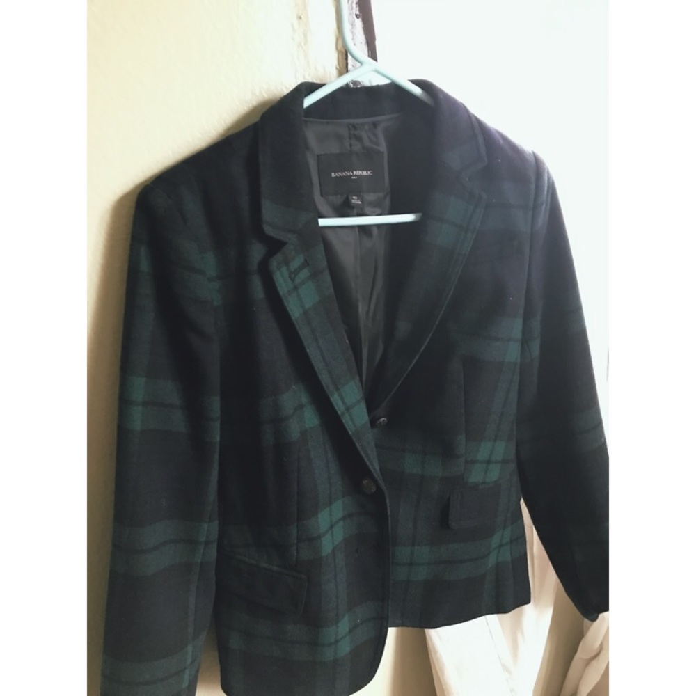 Plaid green blazer
