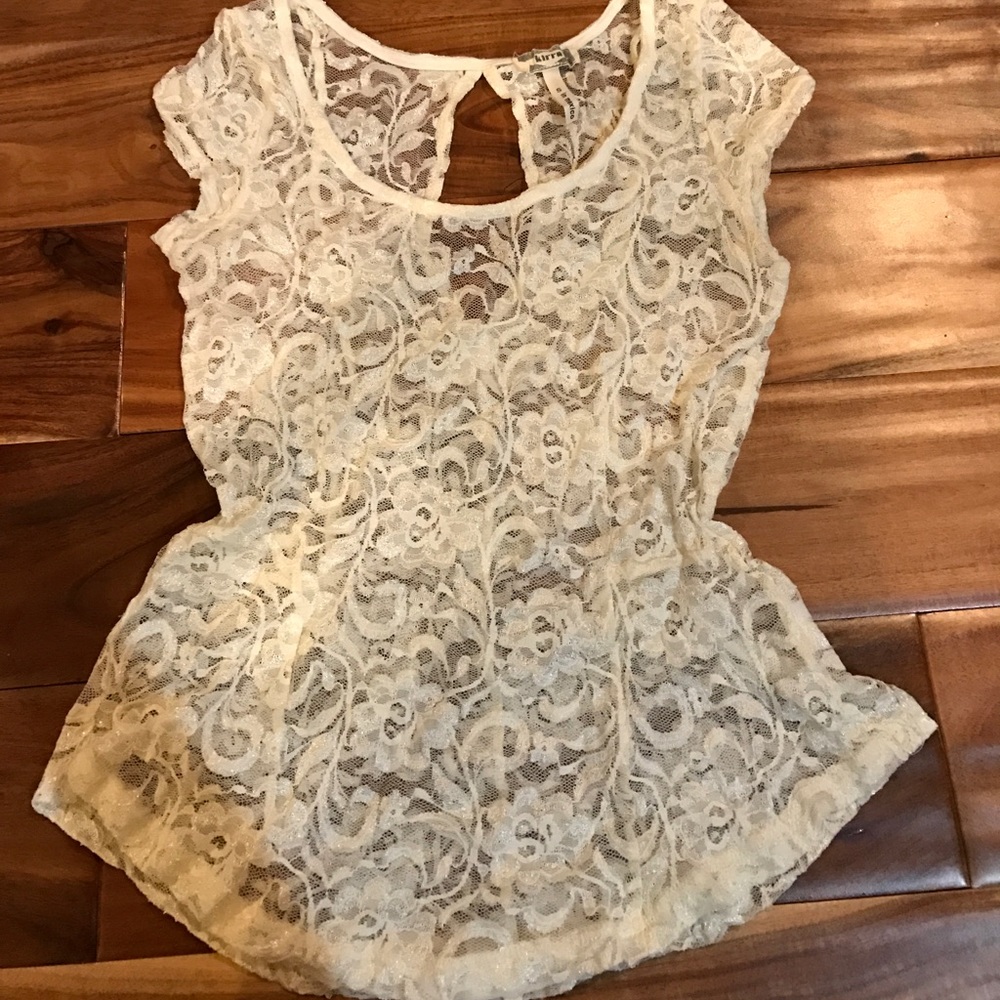 Cream laced peplum blouse