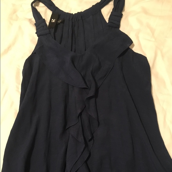Navy Ruffle Tank - Picture 1 of 2