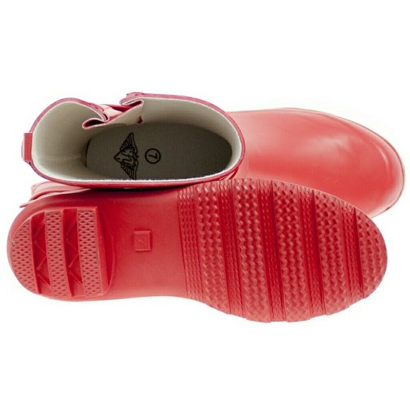 Women Mid Calf Rain Boots, #1414, Red - Picture 3 of 3