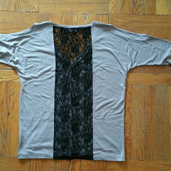 Boho Cold shoulder dolman slvs top with lace sz M - Picture 2 of 5