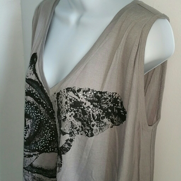 Boho Cold shoulder dolman slvs top with lace sz M - Picture 4 of 5
