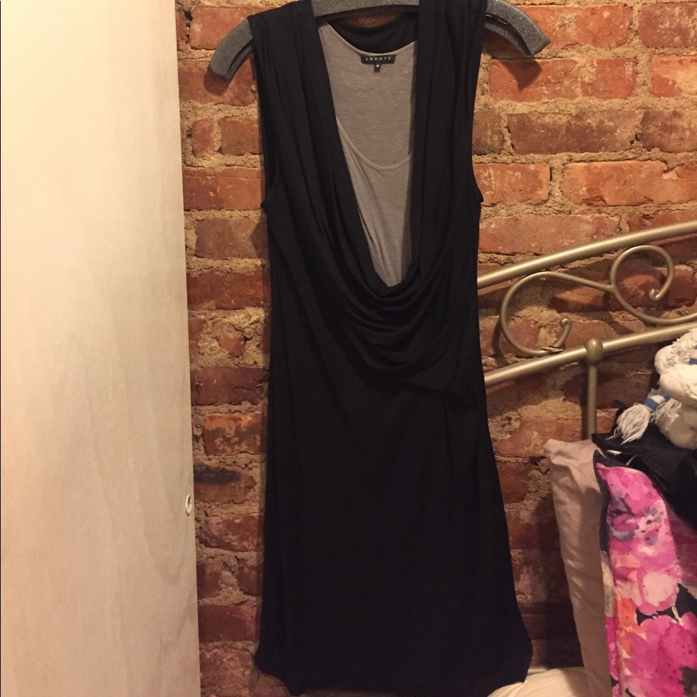 Theory cowl neck black sexy dress size M