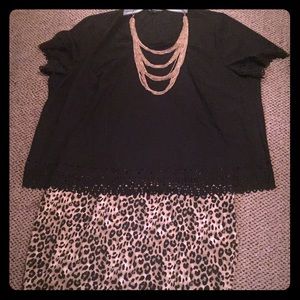 Black cutout short sleeve blouse