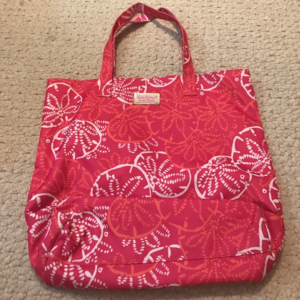 Lilly Pulitzer for Estée Lauder pink orange bag