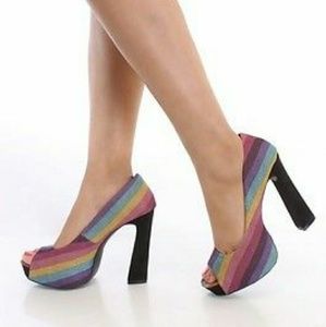 PURPLE MINKA 03 RAINBOW CANVAS PUMP