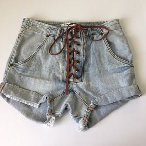 One Teaspoon Super Freaks Laceup Shorts, 26 One Teaspoon Super Freaks Laceup Shorts, 26