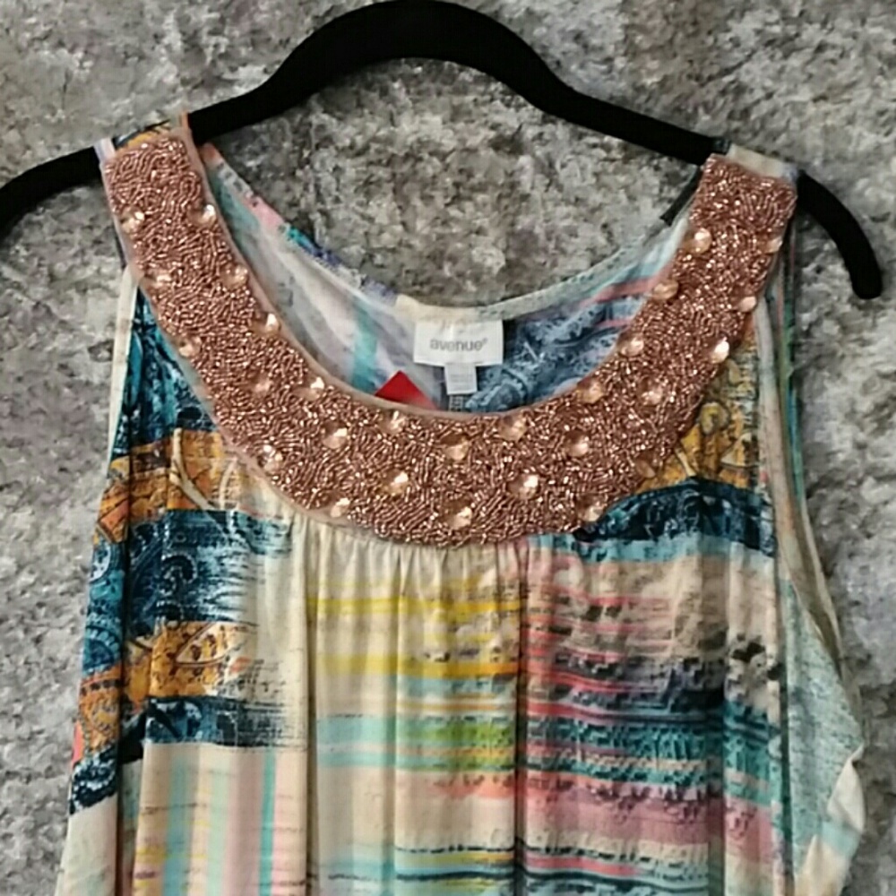 NWT Beaded Satiny Tank by Avenue 14/16