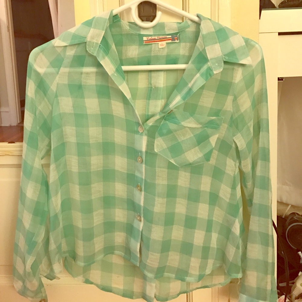 Sheer long sleeve button up