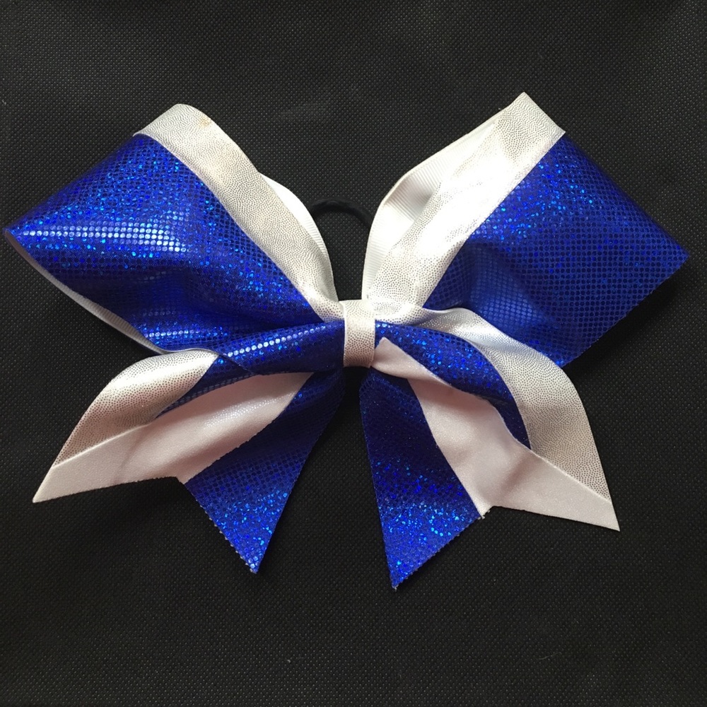 Blue & Silver Cheer Bow