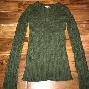 Olive green v-neck sweater