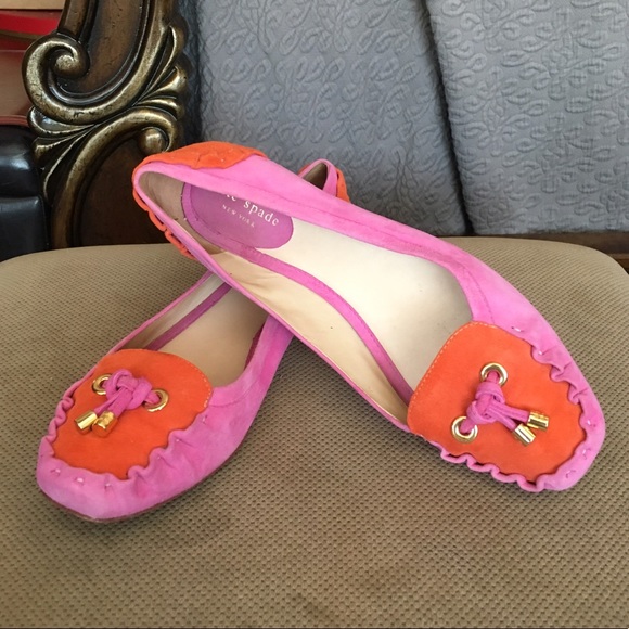 kate spade Shoes - Kate Spade NY Suede orange/pink Flats