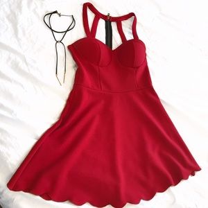 Red dress with choker