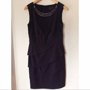 Purple Dress with Beaded Neckline