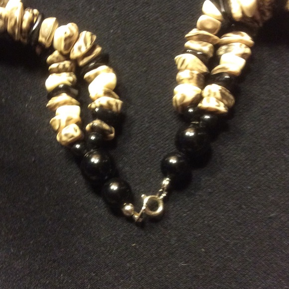 Sold Tribal Double Strand Beaded Necklace Brown - Picture 6 of 8