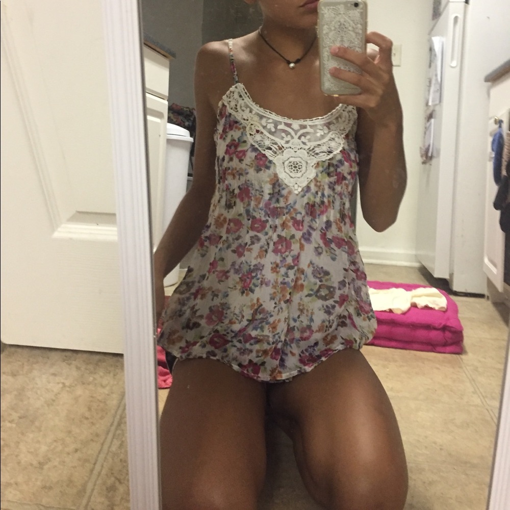 beautiful floral and lace top