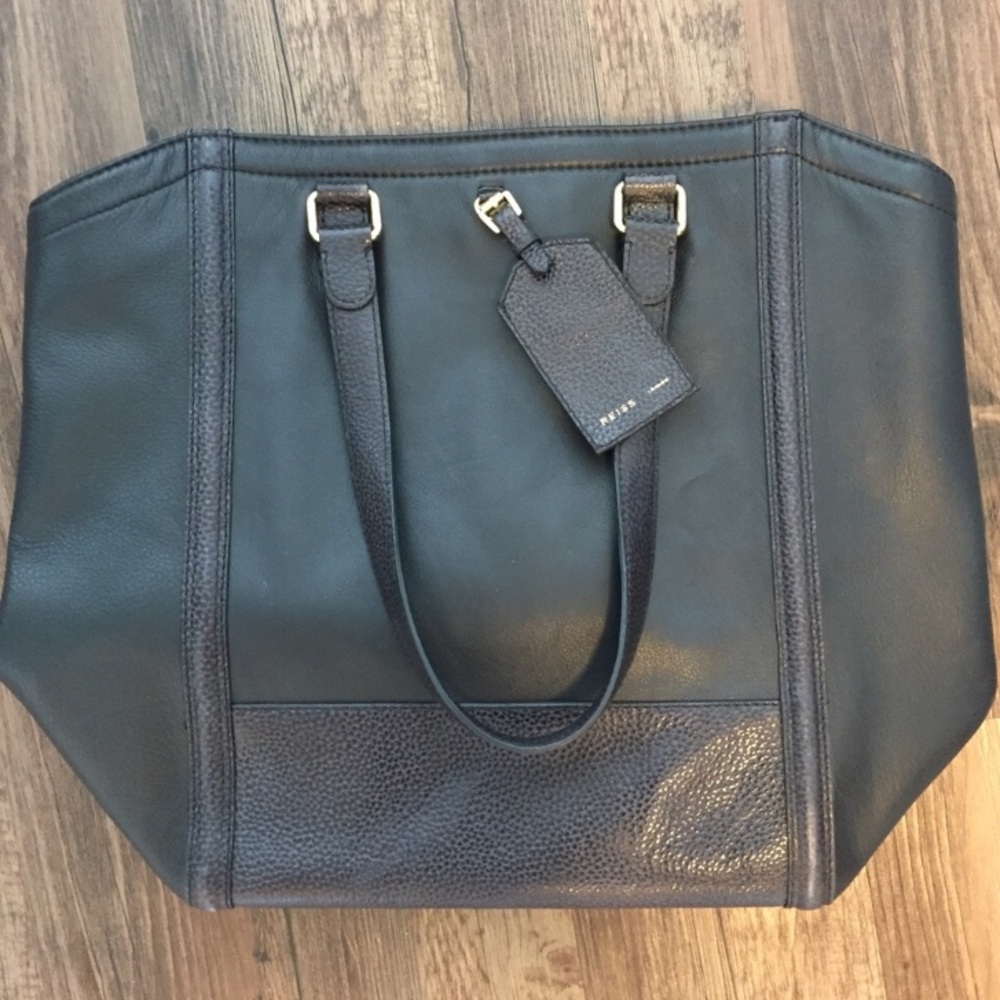 Reiss London Black Leather Tote Bag