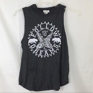 🛍 Blu planet sleeveless hooded T-shirt, medium