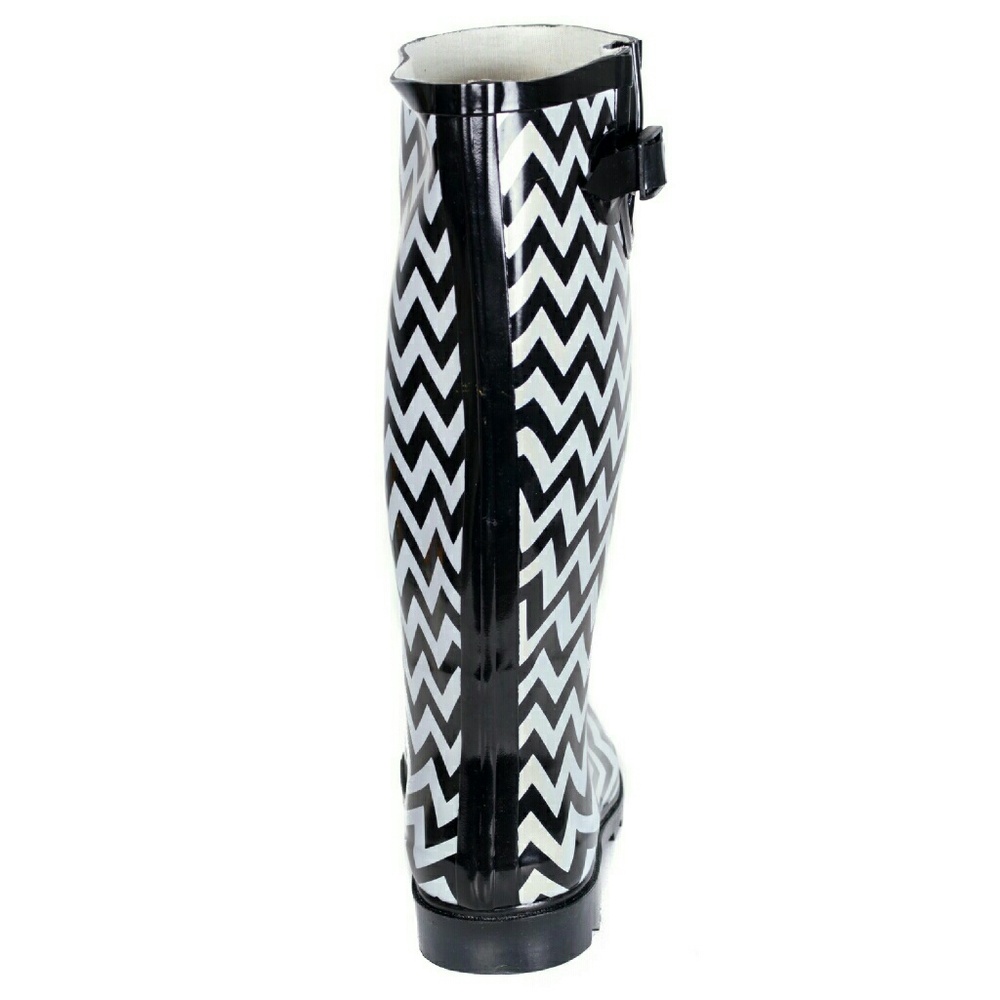 Women Rain Boots, Rubber Tall Waterproof Rainboots, RB-1813, Zigzag - Picture 4 of 5