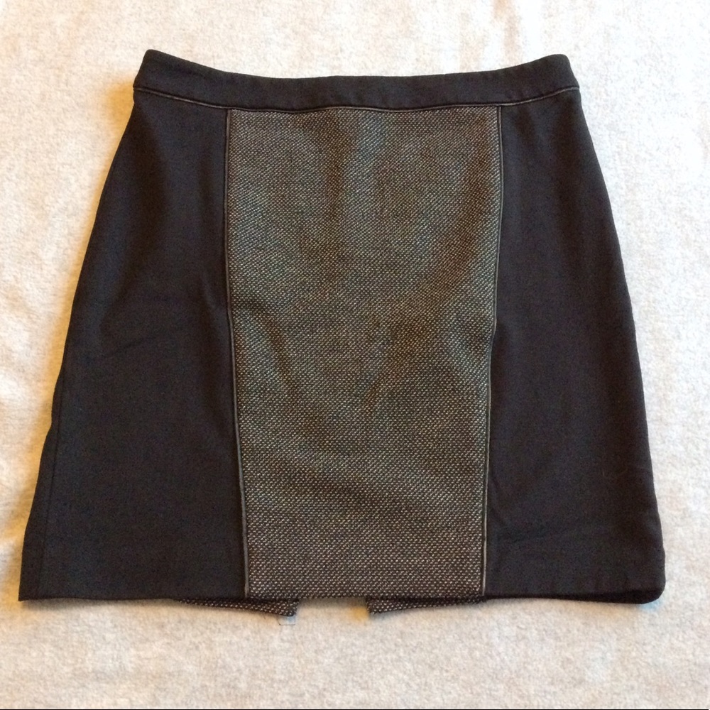 Express Black Gray Leather Trim Pencil Skirt