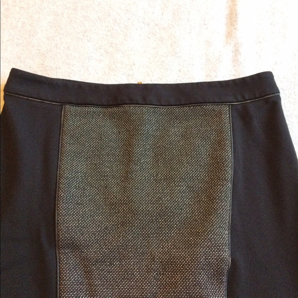 Express Black Gray Leather Trim Pencil Skirt - Picture 2 of 7