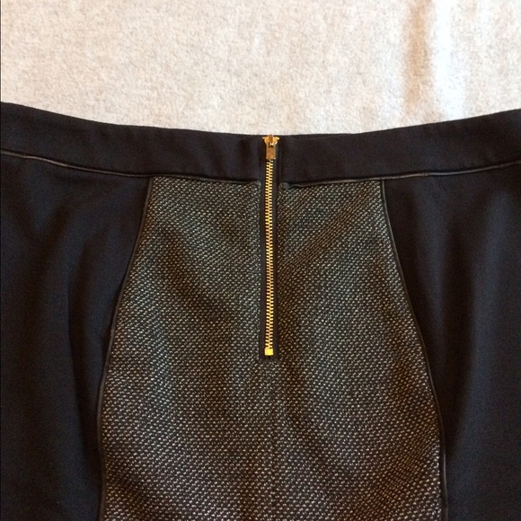 Express Black Gray Leather Trim Pencil Skirt - Picture 5 of 7