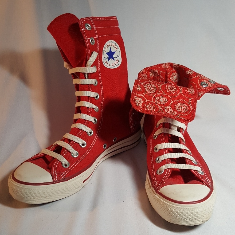 Converse Extra-High Top Red with Bandana Interior