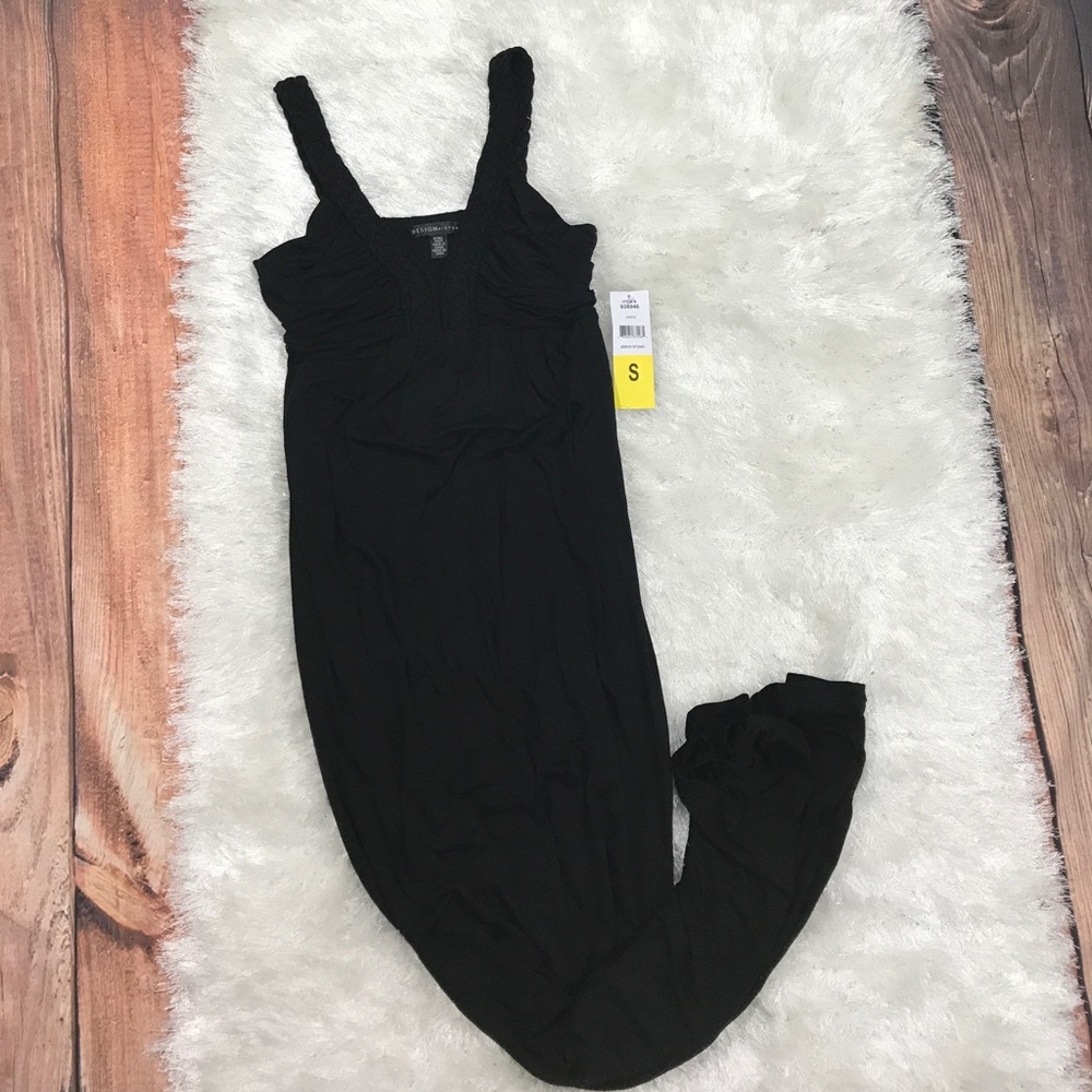 Ladies Black Braided Straps Maxi Dress